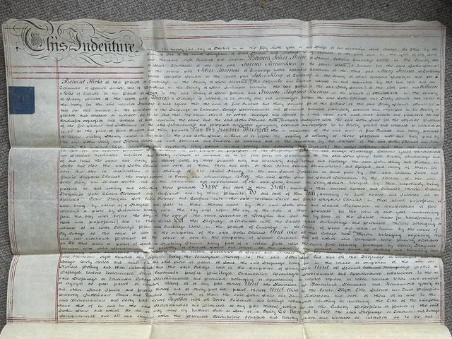 1819 Indentured property deed of Ely Cottage in Tunbridge Wells, Kent