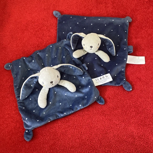 🇫🇷 Lot De 2 Doudou Simba Toys Kiabi Lapin Bleu Etoile Attache Tetine Neufs