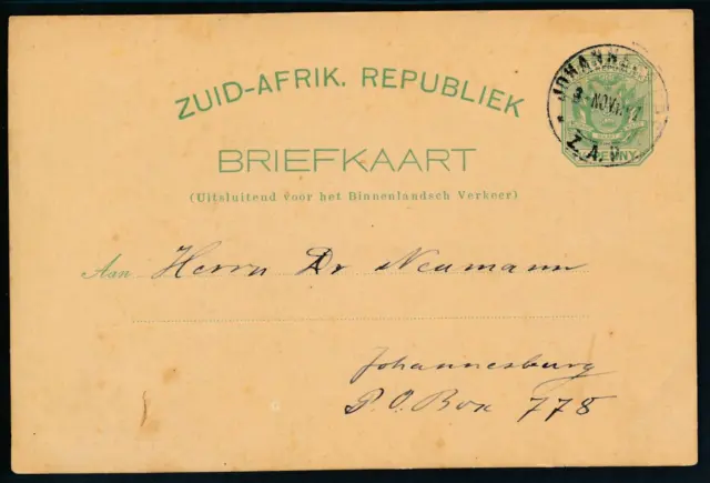 South Africa Whole Things Letter Kaart Johannesburg 1897