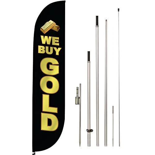 LookOurWay Feather Flag Set 12 ft Advertising Flag with Fiberglass Poles and ...
