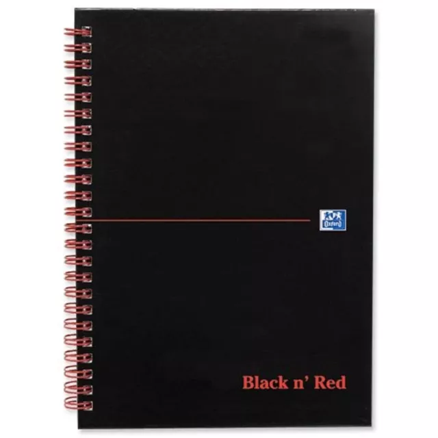 Oxford Black n' Red Book Wirebound Ruled and Perforated 90gsm 140 Pages A5 Matt