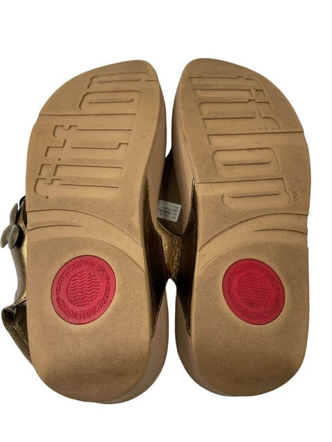 FitFlop Women's Fleur Bronze Leather Flower Thong Flip-Flop Sandal Size 9 3