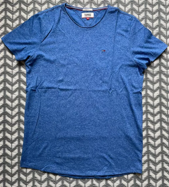 Tommy Hilfiger Crew Neck T-Shirt Blue Marl Size Large Slim Fit 21” Ptp *New*Bnib
