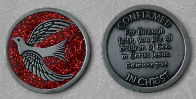 COMPANION COIN, CONFIRMATION (Red), Pocket Token With Message, 34mm Diameter, Me