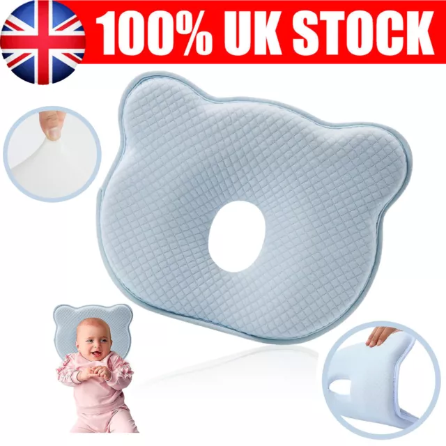 Newborn Baby Infant Memory Foam Pillow Cute Soft Prevent Flat Head Support Blue