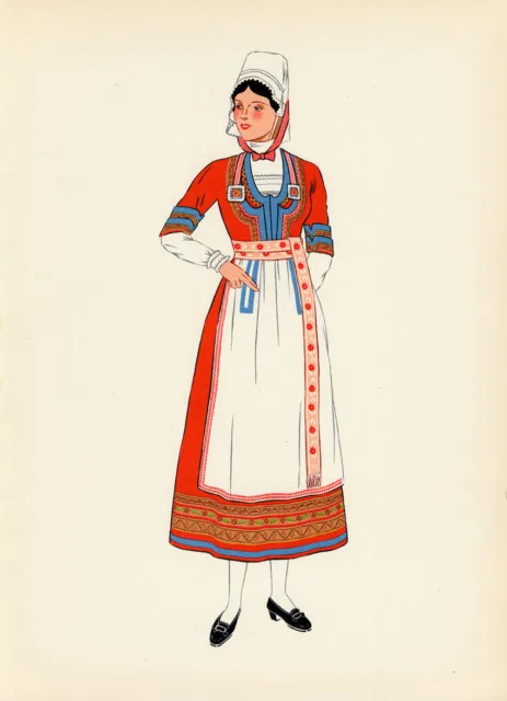 Old Costume Print-QUIMPER-BRITTANY-BRETAGNE-FRANCE-1939