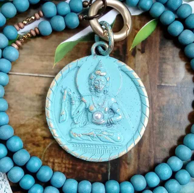 lange Kette  türkis Buddha Schmuck Boho  Perle Achtsamkeit Lagenlook  Schautime