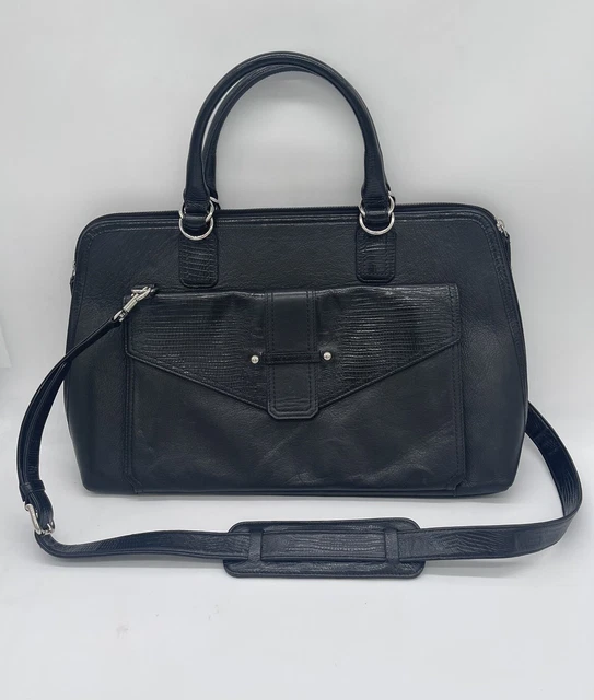LEVENGER-Fine Leather Tools-Messenger Bag/Briefcase/Laptop-Black Crocodile Print
