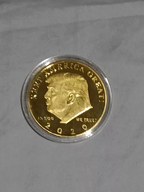 Donald Trump 2020 Keep America Great 45th President 24K Gold Clad Tribute Coin