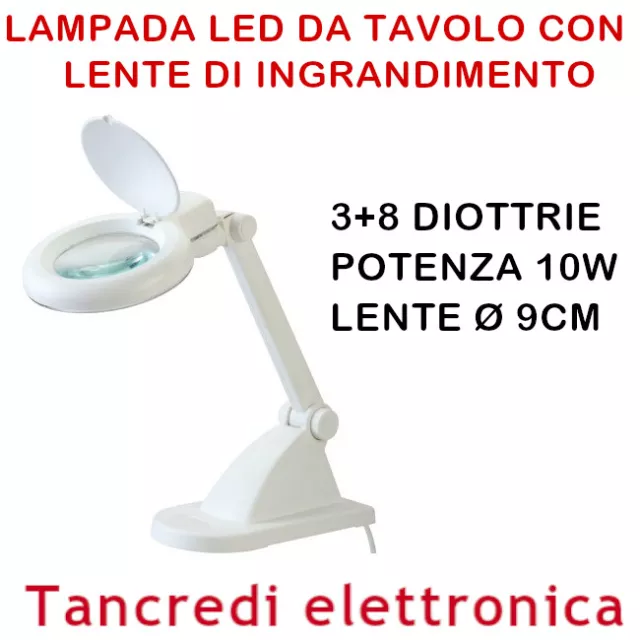 LENTE DI INGRANDIMENTO DA TAVOLO LAMPADA CON 10 LED PORTATILE 120