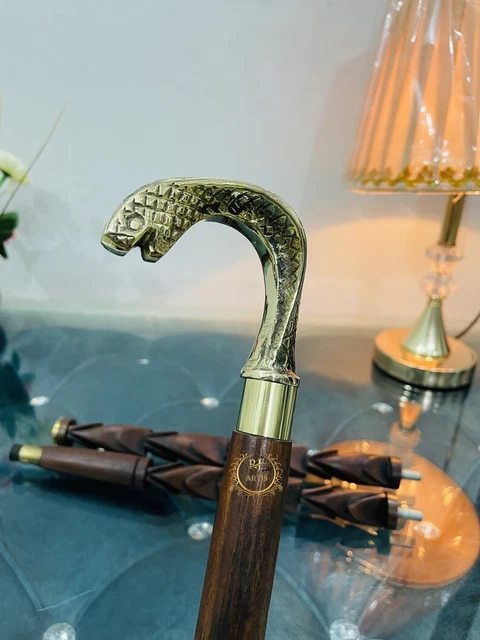 Poignée De Canne En Laiton - Forme Tête De Cygne - Design Vintage - Pour Bâton De Marche - Neuf