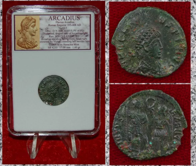 ANCIENT ROMAN EMPIRE Coin ARCADIUS Emperor Crowned by Victory Heraclea ...