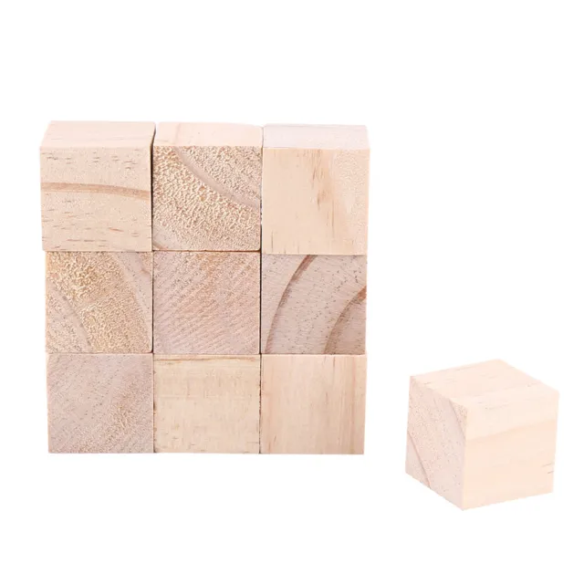 10pcs 25mm Natural Wood Square Blocks Cubes Woodwork Craft Accessary EJU