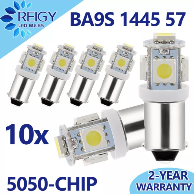 10PCS Super White BA9S LED Interior Dome Instrument Panel Dash Gauge Light Bulbs