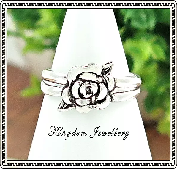 Solid 925 Sterling Silver Rose Flower Toe Ring