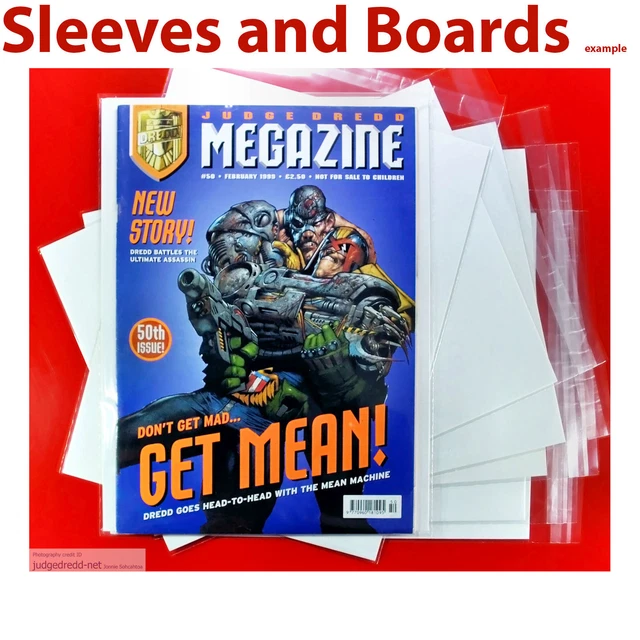 JUDGE DREDD MEGAZINE Clear Comic Bags ONLY, Resealable or Tape x 100