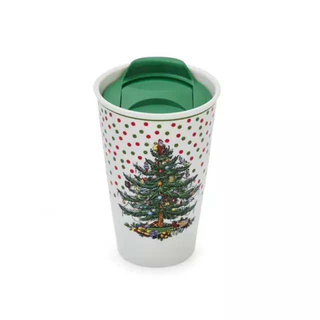 Spode Christmas Tree Polka Dot Collection Travel Mug | 8-Ounce Capacity