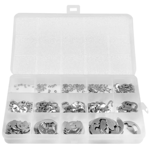 290 Pcs / Ensemble E Clip Circlip Rondelle Assortiment Kit Acier Inoxydable3577