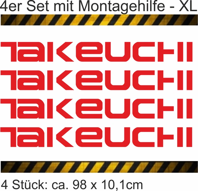 Aufkleber TAKEUCHI Logo Bagger 4er Spar-Set XL + Montagehilfe