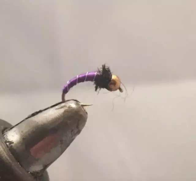One Dozen (12) - Beadhead Zebra Midge - Purple - Nymph