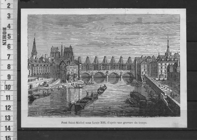 G349 / Gravure Paris /  Pont Saint-Michel