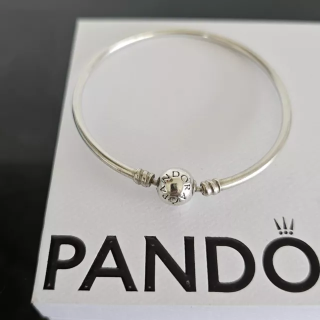 Pandora Moments Sterling Silver Bangle Charm Bracelet 590713 19cm Free Post