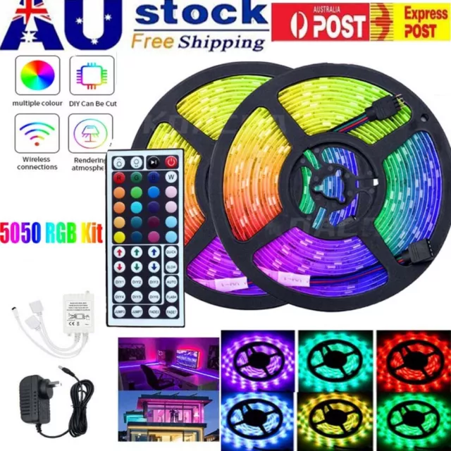 5-30m SMD RGB LED Strip Lights Waterproof IP65 44key IR Controller & Adapter