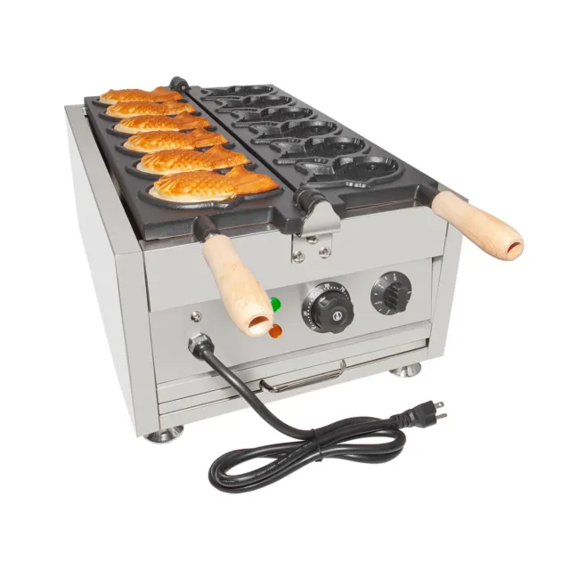 Taiyaki Iron | Electric Machine | 6 Close-Mouth Fish Shaped Waffles | Nonstick