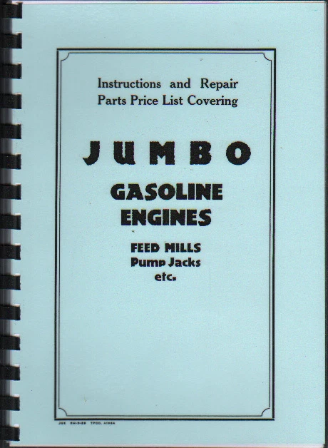 JUMBO STATIONARY ENGINE Operating Parts Manual Book £8.00 - PicClick UK