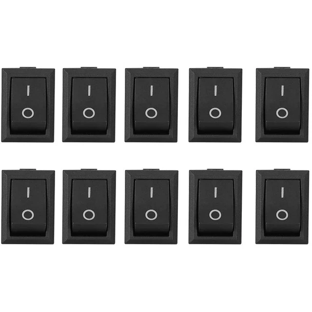 BLACK ROCKER PANEL Mount Switch 2 Pin ON/OFF SPST 10PCS 125VAC6A ...