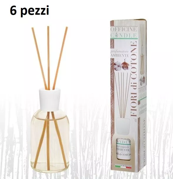 Set 6 Pz Diffusore Profumo Aroma Profumatore Ambiente Fiori Di Cotone 125ml dfh