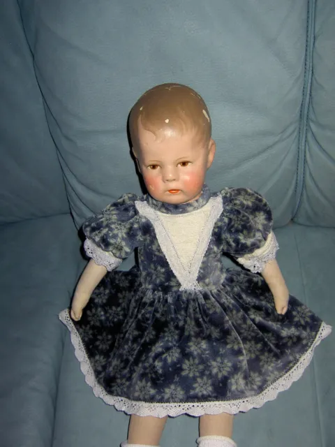 Schönes altes Puppenkleid aus Samt und Spitze für Käthe Kruse Puppe Hampelchen