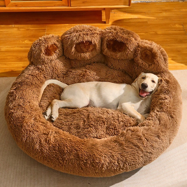 Dog Cat Pet Calming Bed Warm Soft Plush Round Nest Comfy Sleeping Kennel Cave