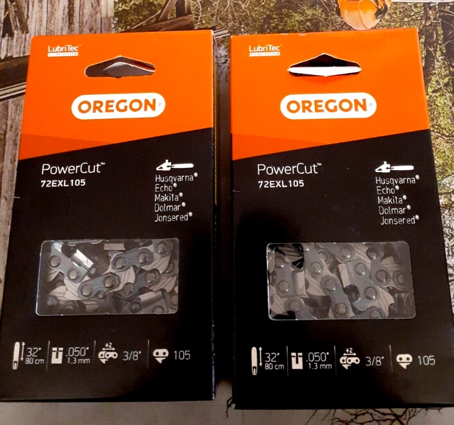 32" 2 Pack Oregon Husqvarna 570 72EXL105 3/8 .050 105 Chisel Chainsaw Chain