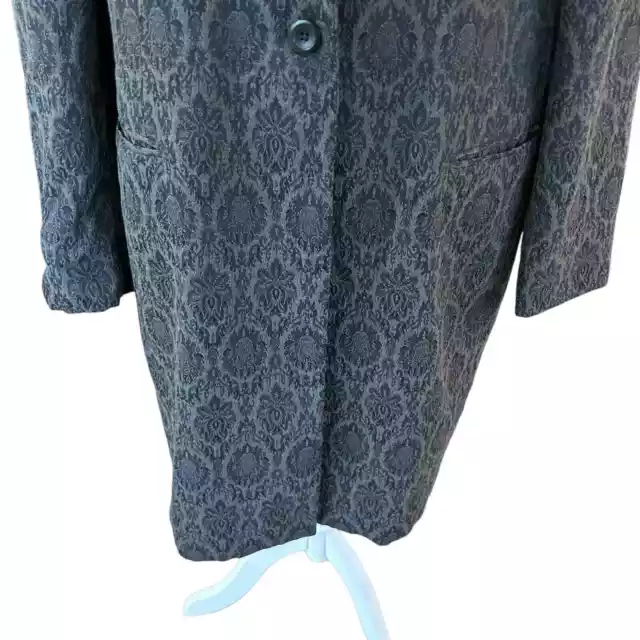 Jones New York Womens Gray Fleur de lis Wool Blend Long Coat Plus Size 20W 3