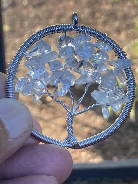 Crystal Quartz Tree Of Life Wire Wrap Pendant