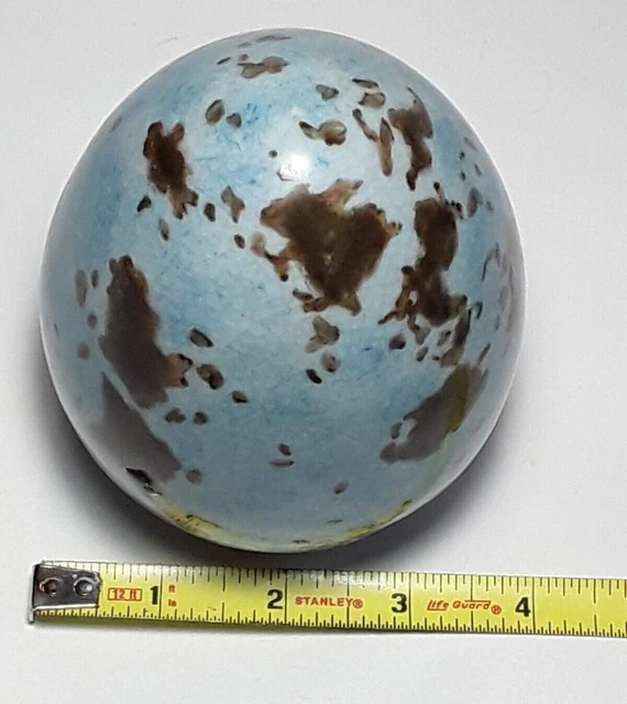 Ceramic Porcelain Speckled Egg Blue Brown Glazed Large 4.75" tall 6