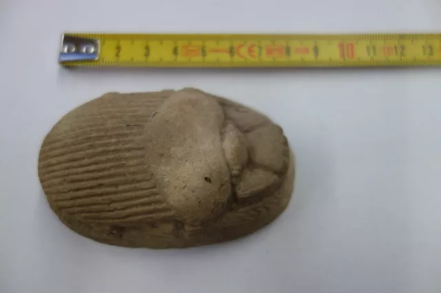 Rare Scarabée de coeur en terre cuite amulette egypte antique hiéroglyphe au dos
