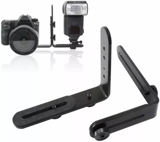 Dual L-Shape Camera Plate Flash Bracket For Canon Nikon Sony Pentax Camera