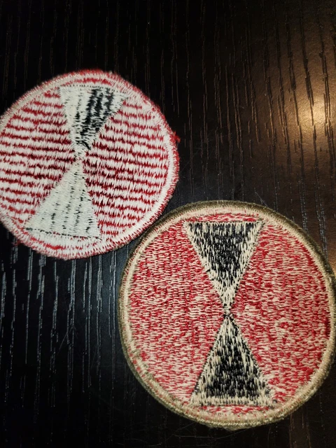 WWII US Army Red Border 7th Infantry Division Patch Set L@@K!!!