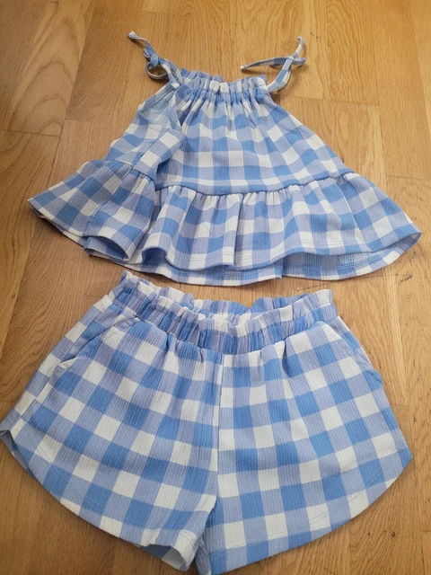 Set corto bianco e blu per bambina 5 anni