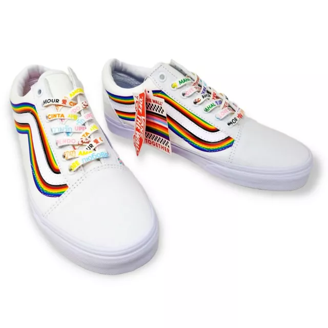 Old skool white rainbow vans sale