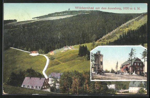 AK Wildenthal i. Erzgeb., Blick mit dem Auersberg 1912