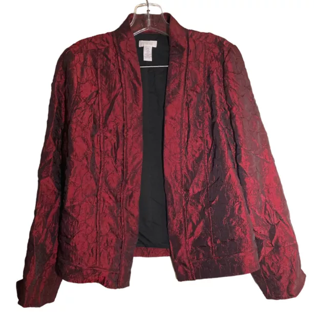 Chicos Burgundy Blazer/Jacket Size 0 Small