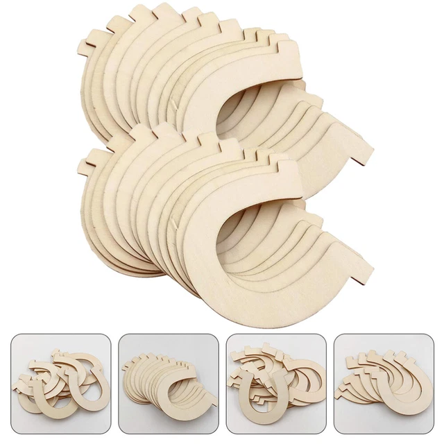 20 Pcs Blank Wooden Chip Slice Prop Horseshoe Ornament Unfinished Child Sawdust