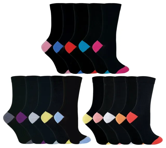 Sock Snob - 5 Paires Femme Coton Noires Fantaisie Doux Colorés Chaussettes