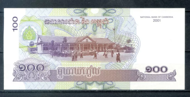 2001 Cambodia ,  100 Riels,   Unc, Sc