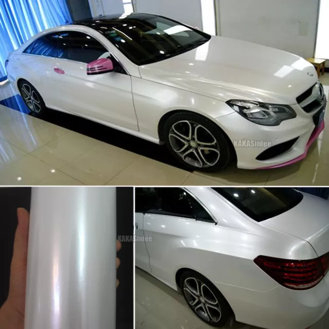 White - Entire Car Wrap Pearl Gloss Sparkle Metallic Chrome Vinyl PVC Sticker AX