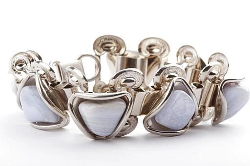 Armband in Stahl mit blauen Steinen Länge 18 cm top! *