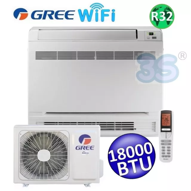 3S Climatiseur Gree Mono Console Au Sol 18000Btu Wifi Classe A++/A+ Inverter R32